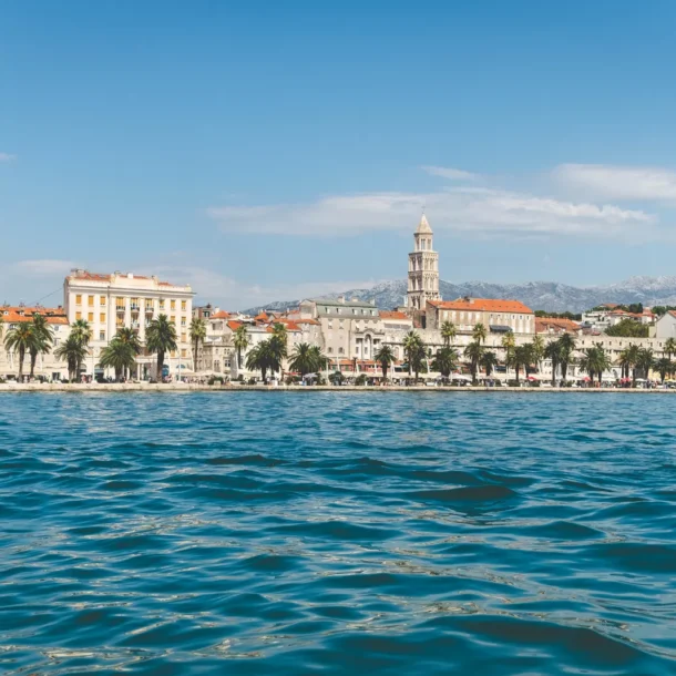 Panoramic view of Split's old town waterfront and Diocletian's Palace